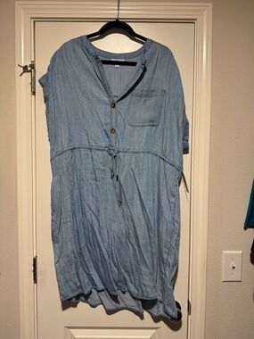Time and Tru Light Blue Chambray Shirt Dress